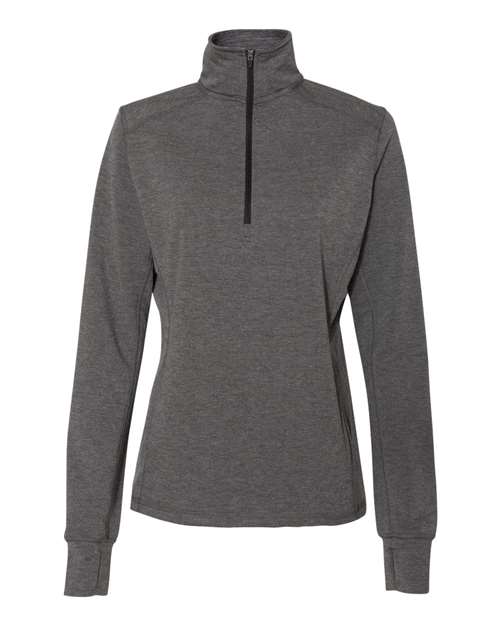 J. America 8433 Women's Omega Stretch Quarter-Zip Pullover in Charcoal Triblend