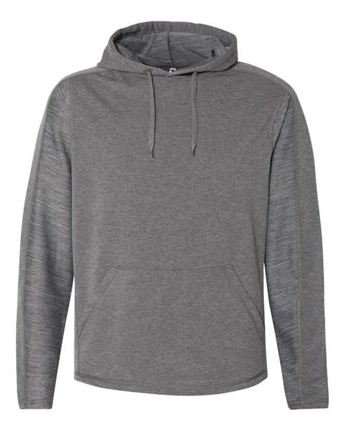 J. America 8435 Men's Omega Stretch Hooded Sweatshirt in Charcoal Triblend