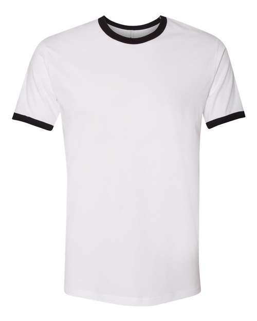 Next Level 3604 Unisex Cotton Ringer Tee in White/ Black