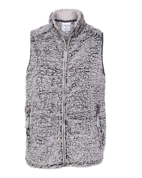 J. America 8456 Women's Epic Sherpa Full-Zip Vest in Black Heather