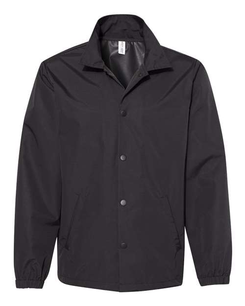 Independent Trading Co. EXP99CNB Men's Water-Resistant Windbreaker Coach's Jacket in Black/ Black