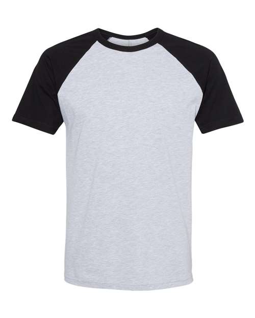 Next Level 3650 Unisex Cotton Raglan Tee in Black/ Heather Grey