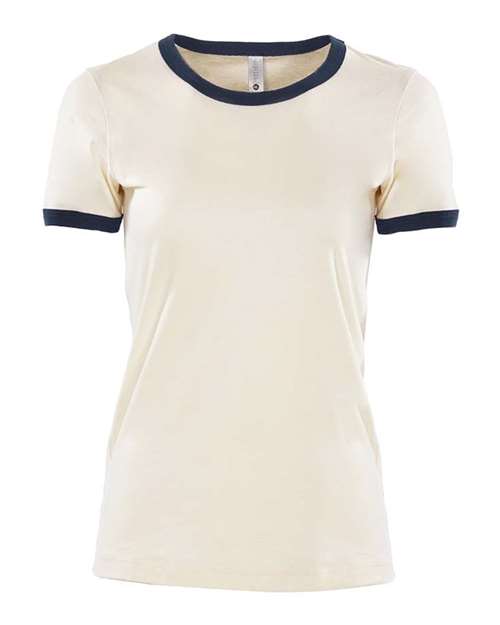 Next Level 3904 Women's Ringer Tee in Natural/ Midnight Navy