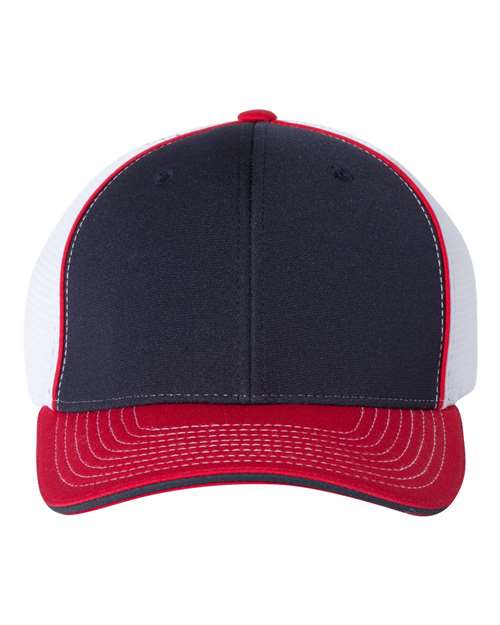 Richardson 172 Pulse Sportmesh R-Flex Cap in Navy/ White/ Red Tri