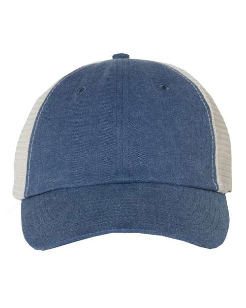 Valucap SP510 Pigment-Dyed Trucker Cap in Royal/ Stone