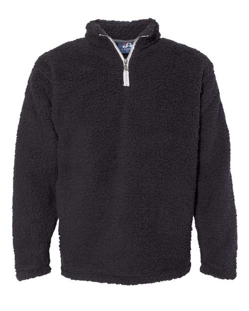 J. America 8454 Men's Sherpa Quarter-Zip Pullover in Black
