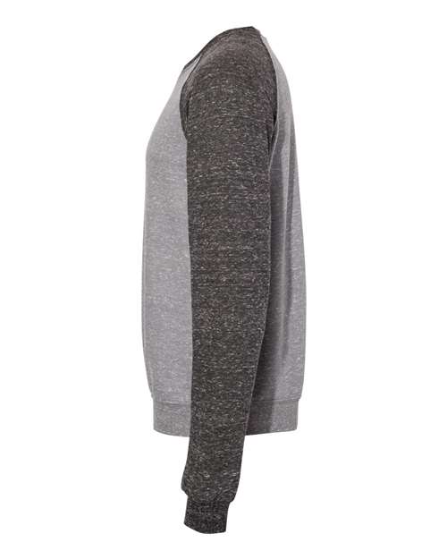 JERZEES 91MR Unisex Snow Heather French Terry Crewneck Sweatshirt in Charcoal/ Black Ink