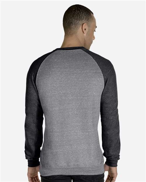JERZEES 91MR Unisex Snow Heather French Terry Crewneck Sweatshirt in Charcoal/ Black Ink