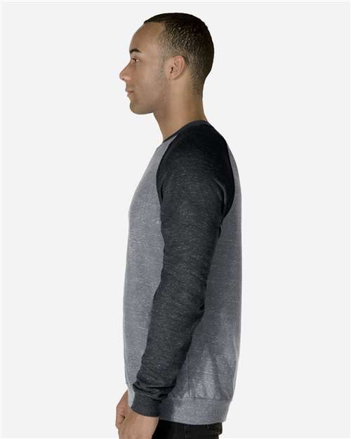 JERZEES 91MR Unisex Snow Heather French Terry Crewneck Sweatshirt in Charcoal/ Black Ink