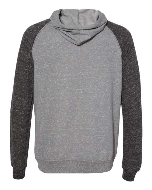 JERZEES 90MR Unisex Snow Heather French Terry Raglan Hooded Sweatshirt in Charcoal/ Black Ink