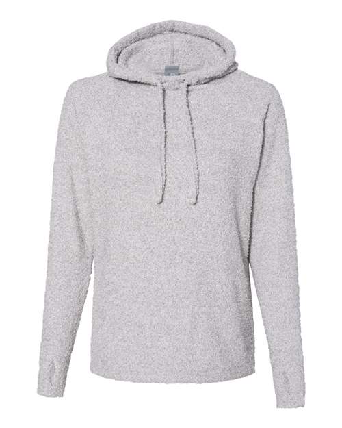 J. America 8680 Women's Teddy Fleece Hooded Sweatshirt in Smoke Heather