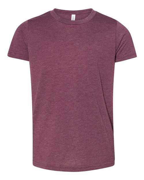 BELLA + CANVAS 3413Y Youth Triblend Tee in Maroon Triblend