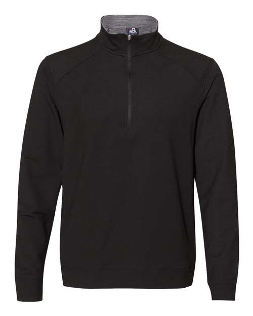 J. America 8434 Men's Omega Stretch Quarter-Zip Pullover in Black Triblend