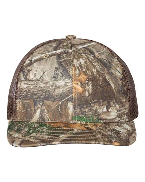 Richardson 112P Printed Trucker Cap in Realtree Edge/ Brown