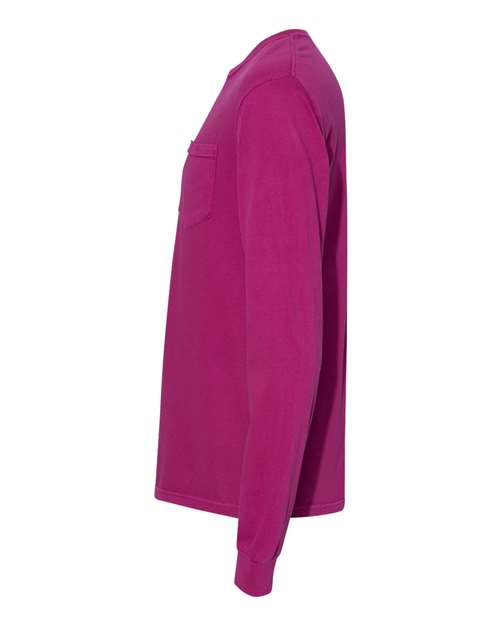 Comfort Colors 4410 Unisex Garment-Dyed Heavyweight Long Sleeve Pocket T-Shirt in Boysenberry