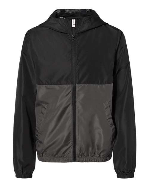 Independent Trading Co. EXP24YWZ Youth Lightweight Windbreaker Full-Zip Jacket in Black/ Graphite
