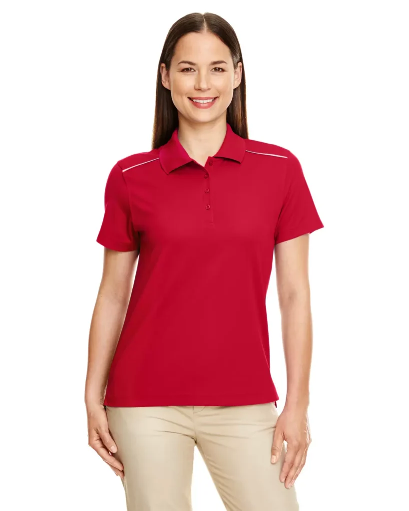 CORE365 78181R Women's Radiant Performance Piqué Polo with Reflective Piping in Classic Red