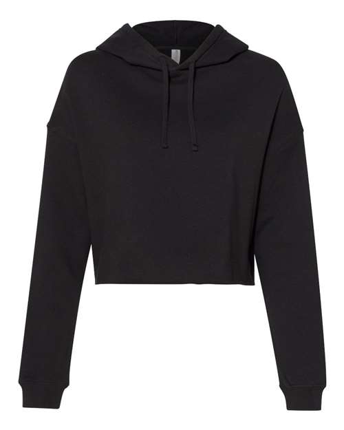 Independent Trading Co. AFX64CRP Women's Lightweight Crop Hooded Sweatshirt in Black