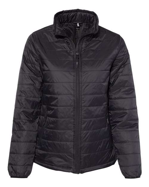 Independent Trading Co. EXP200PFZ Women's Puffer Jacket in Black