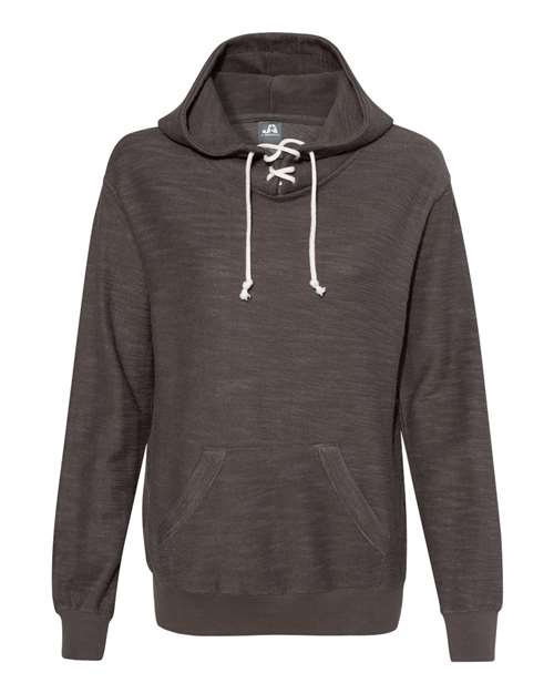 J. America 8694 Women's French Terry Sport Lace Scuba Hooded Sweatshirt in Charcoal
