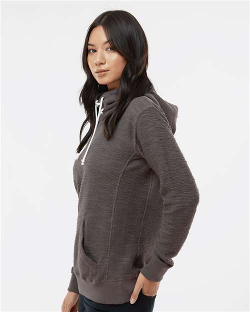 J. America 8694 Women's French Terry Sport Lace Scuba Hooded Sweatshirt in Charcoal