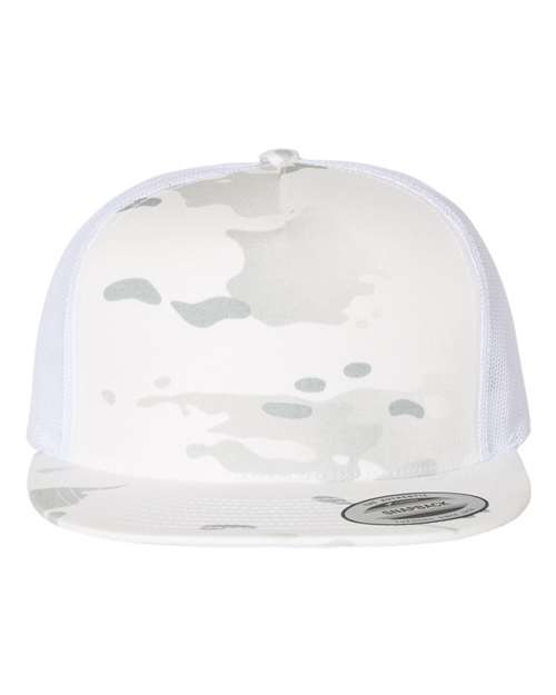 YP Classics 6006 Classic Five-Panel Trucker Cap in Multicam Alpine/ White