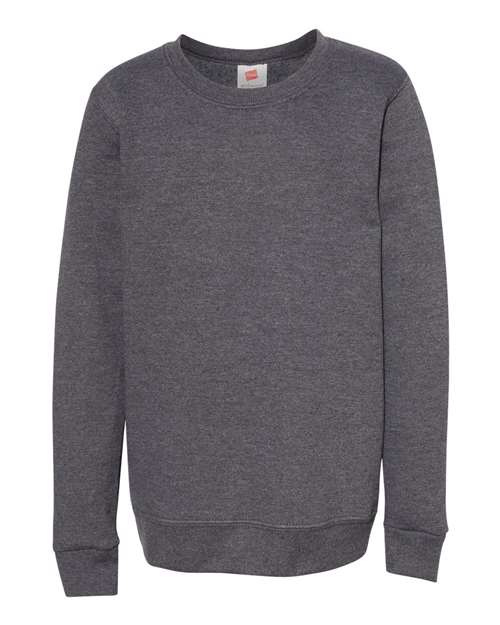 Hanes P360 Youth EcoSmart Crewneck Sweatshirt in Charcoal Heather