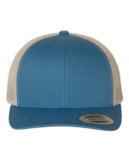 YP Classics 6606 Retro Trucker Cap in Steel Blue/ Silver