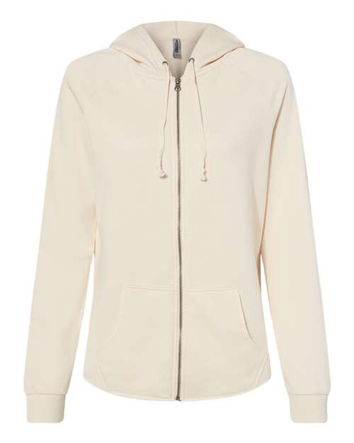 Independent Trading Co. PRM2500Z Women's California Wave Wash Full-Zip Hooded Sweatshirt in Bone