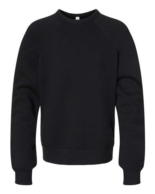 BELLA + CANVAS 3901Y Youth Sponge Fleece Crewneck Sweatshirt in Black