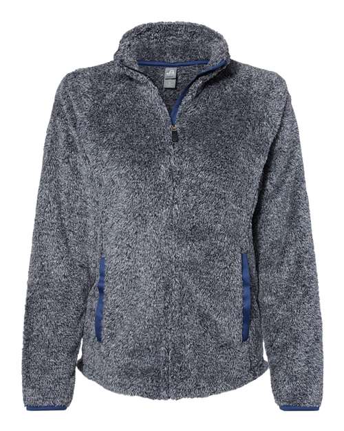 J. America 8463 Women's Boundary Shag Frosty Sherpa Full-Zip in Navy