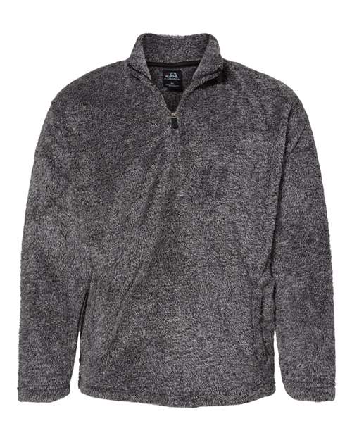 J. America 8464 Unisex Boundary Shag Frosty Sherpa Quarter-Zip Pullover in Black