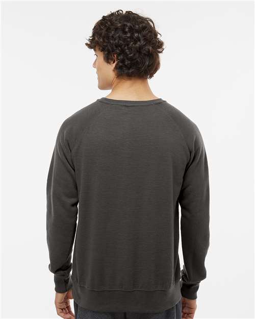 J. America 8707 Men's Ripple Fleece Raglan Crewneck Sweatshirt in Black