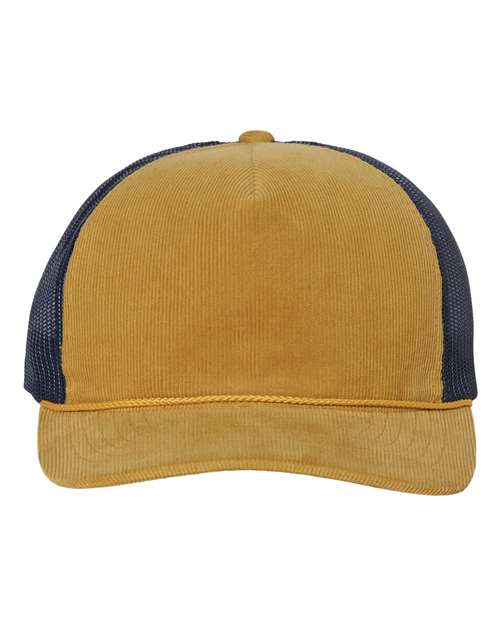 Richardson 930 Troutdale Corduroy Trucker Cap in Amber Gold/ Navy