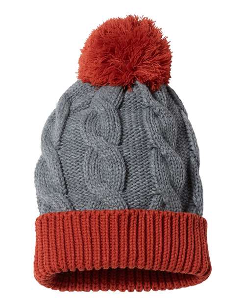 Richardson 141R Chunk Twist Cuffed Beanie in Heather Grey/ Rust