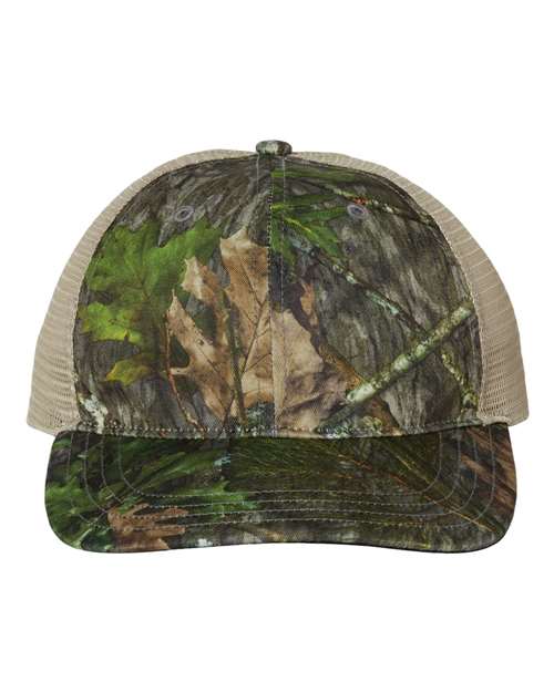 Richardson 111P Garment Washed Printed Trucker Cap in Mossy Oak Obsession/ Khaki