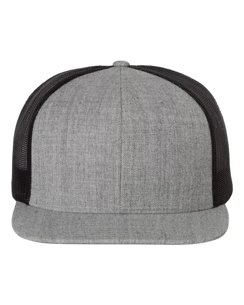 Richardson 511 Wool Blend Flat Bill Trucker Cap in Heather Grey/ Black