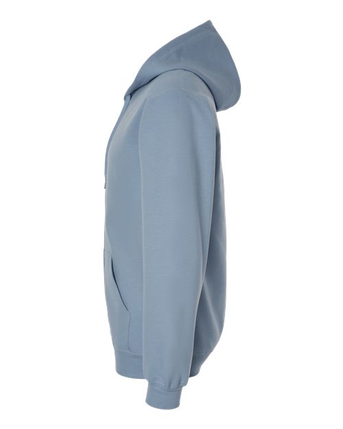 Gildan SF600 Unisex Softstyle Midweight Full-Zip Hooded Sweatshirt in Stone Blue