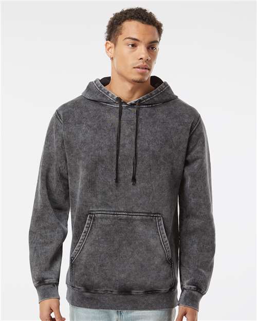 Independent Trading Co. PRM4500MW Unisex Midweight Mineral Wash Hooded Sweatshirt in Black