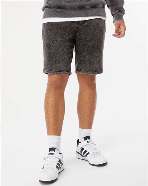 Independent Trading Co. PRM50STMW Unisex Mineral Wash Fleece Shorts in Black