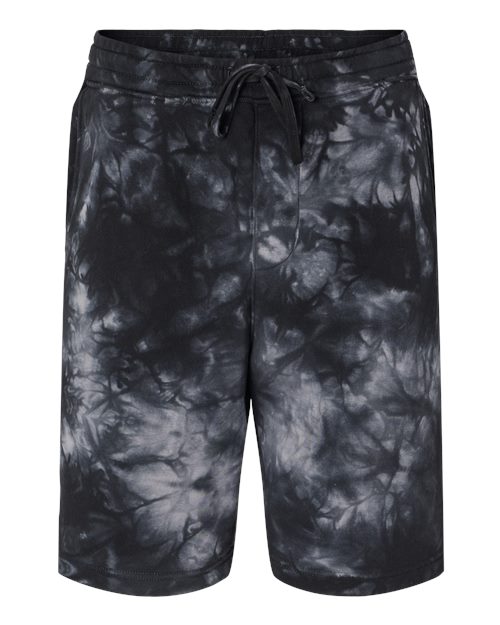 Independent Trading Co. PRM50STTD Unisex Tie-Dyed Fleece Shorts in Tie Dye Black