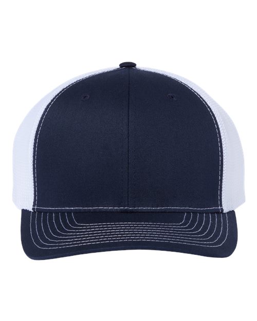 Richardson 112PL 112+ R-Flex Adjustable Trucker Cap in Navy/ White