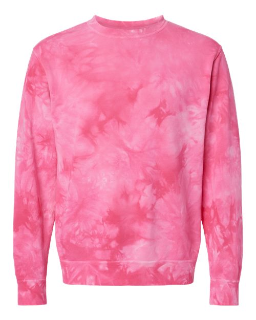 Independent Trading Co. PRM3500TD Unisex Midweight Tie-Dyed Crewneck Sweatshirt in Tie Dye Pink