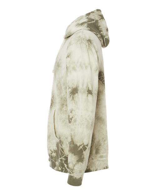 Independent Trading Co. PRM4500TD Unisex Midweight Tie-Dyed Hooded Sweatshirt in Tie Dye Olive