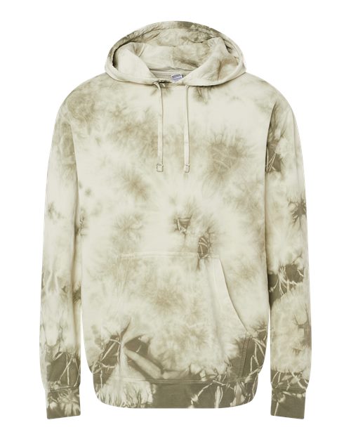 Independent Trading Co. PRM4500TD Unisex Midweight Tie-Dyed Hooded Sweatshirt in Tie Dye Olive