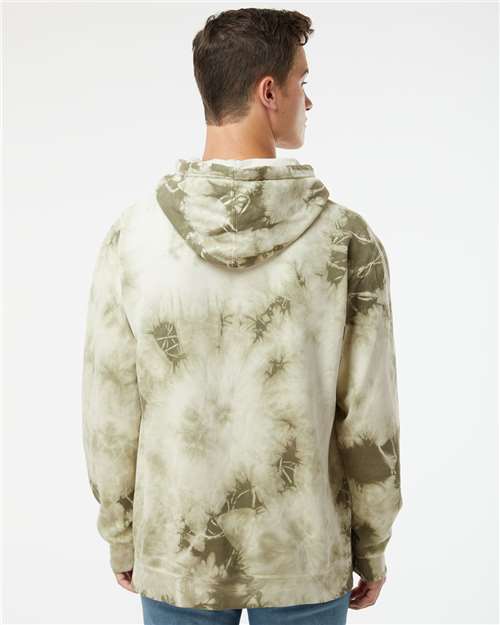 Independent Trading Co. PRM4500TD Unisex Midweight Tie-Dyed Hooded Sweatshirt in Tie Dye Olive