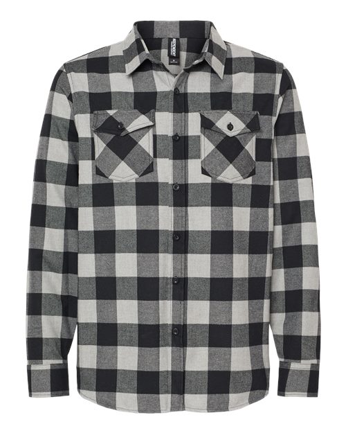 Independent Trading Co. EXP50F Unisex Flannel Shirt in Grey Heather/ Black