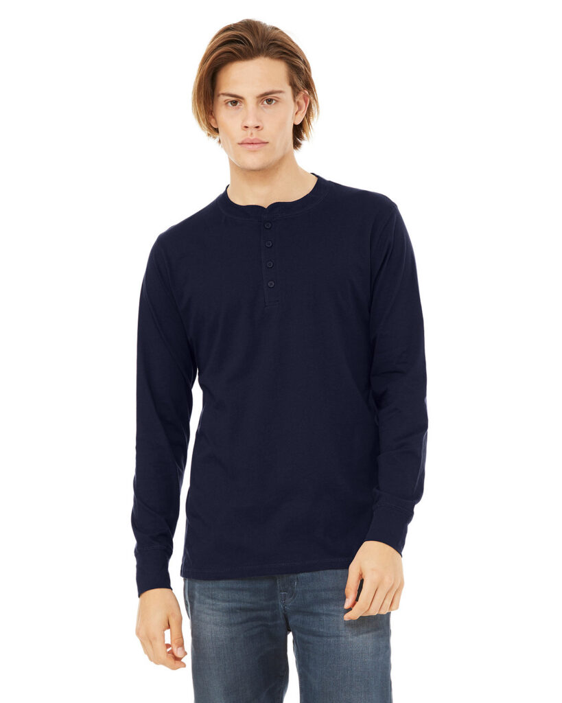 BELLA + CANVAS 3150 Men's Jersey Henley in Navy