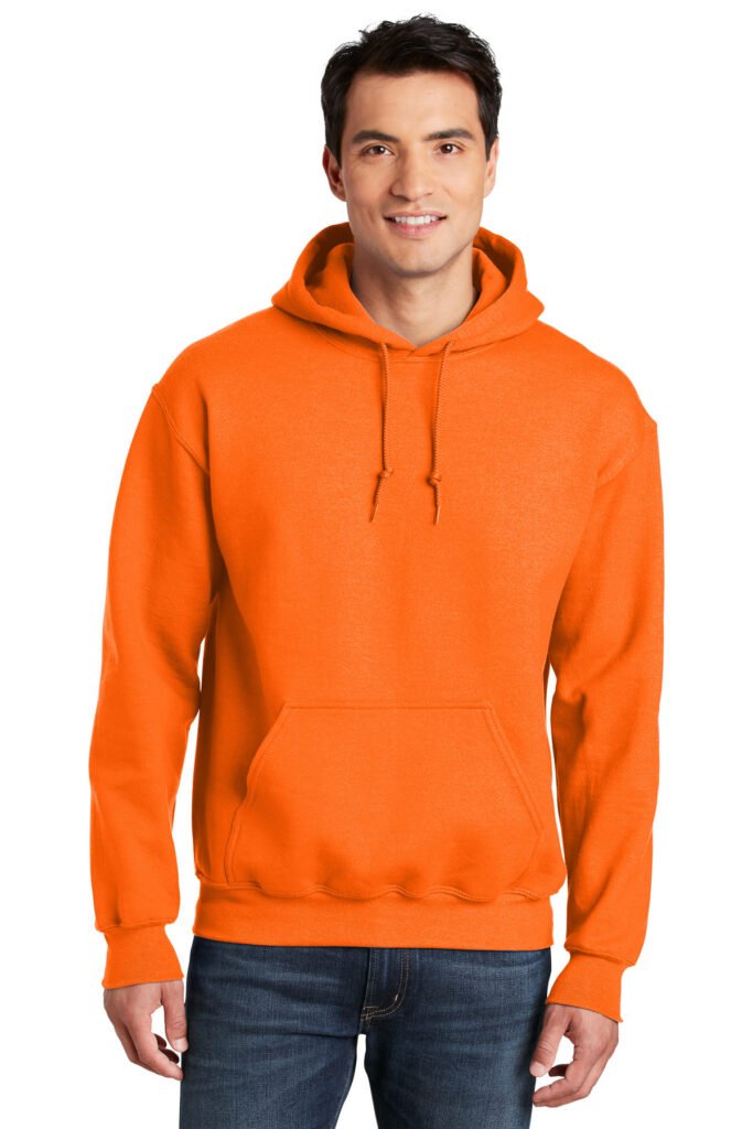 Gildan 12500 Unisex DryBlend Hooded Sweatshirt in Safety Orange