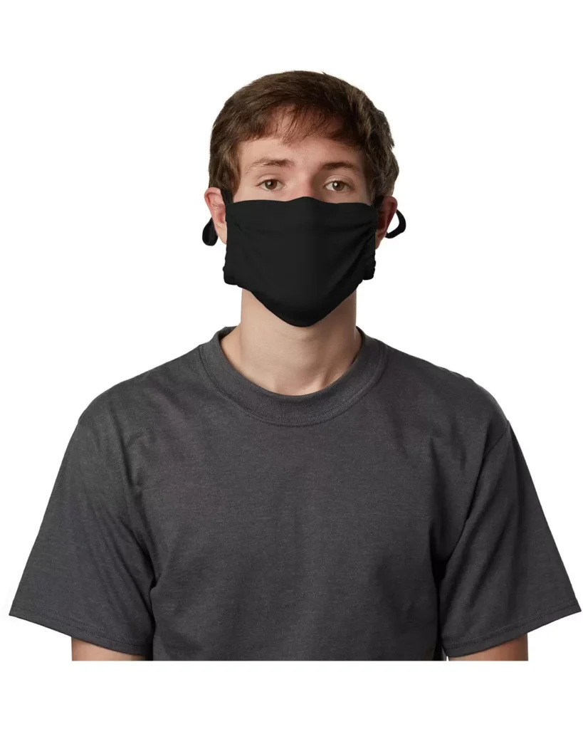 Hanes MKPKCR 2-Ply Cotton Pocket Face Mask in Black